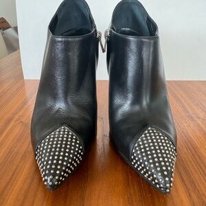 Studded Black Leather Ankle Boots